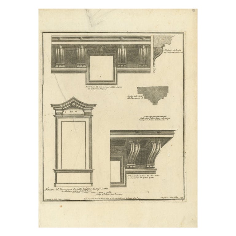 Antique Print of Palazzo Bonaparte by De Rossi, C.1710 For Sale