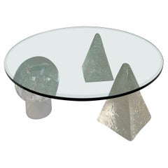 Geometric Acrylic Base Coffee Table in the Style of Massimo Vignelli