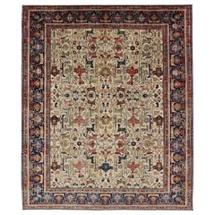 Antique Persian Tabriz Rug in Wool with All-Over Sub-Geometric Design