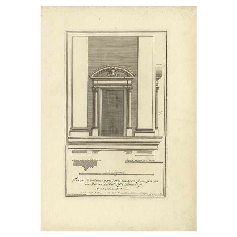 Antique Print of Palazzo Chigi by De Rossi, c.1710 For Sale