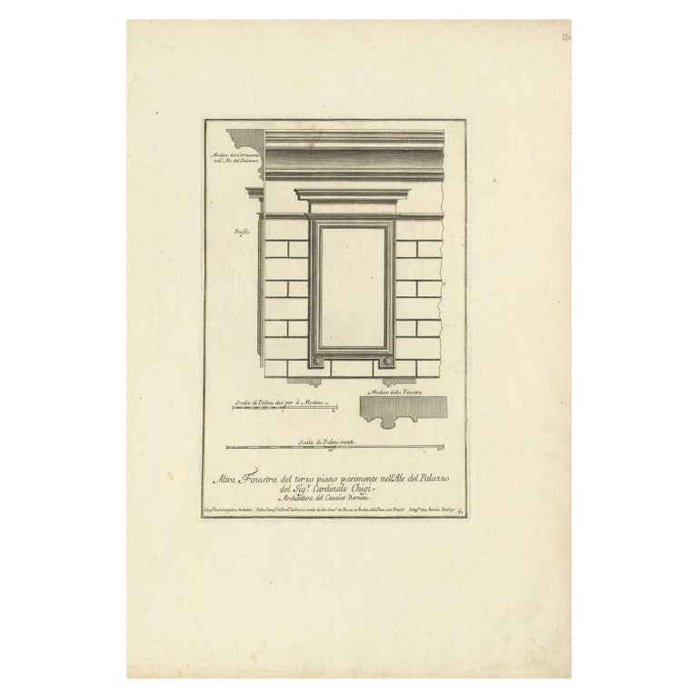 Stampa antica di Palazzo Chigi a Roma, Italia, di De Rossi, c.1710