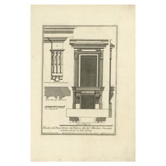 Antique Print of Palazzo Crescenzi by De Rossi, c.1710