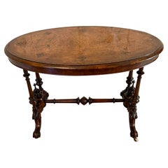 Antique Victorian Quality Burr Walnut Inlaid Oval Centre Table