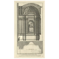 Antique Print of the Monument to Fauso Poli, San Crisogono, Rome, Italy, c.1710