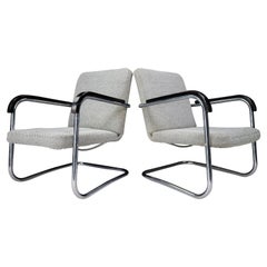 Pair of Chrome Steel Armchairs by Thonet circa 1930s Midcentury Bauhaus Period