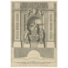Impression ancienne du monument du pape Léon XI, situé au Vatican, vers 1710