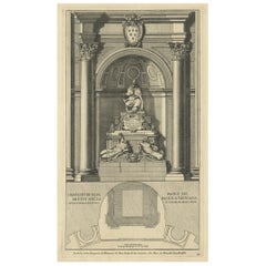 Antique Print of the Monument to Pope Paul iii Located in the Vatican, c.1710