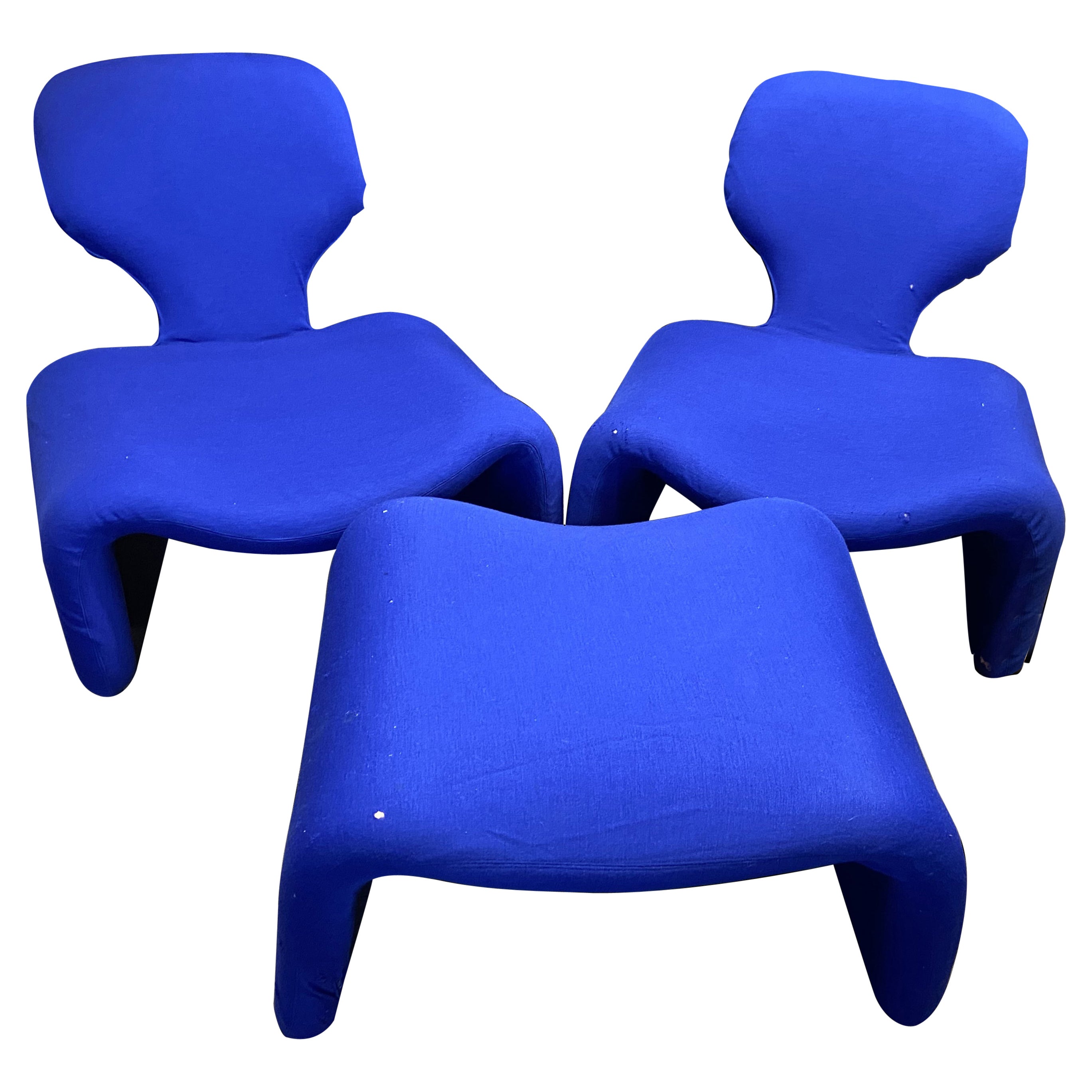 Pair of Djinn Chairs and Single Footstool by Olivier Mourguw for Airborne