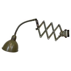 Green Industrial Scissor Wall Lamp from Elektroinstala, 1960s