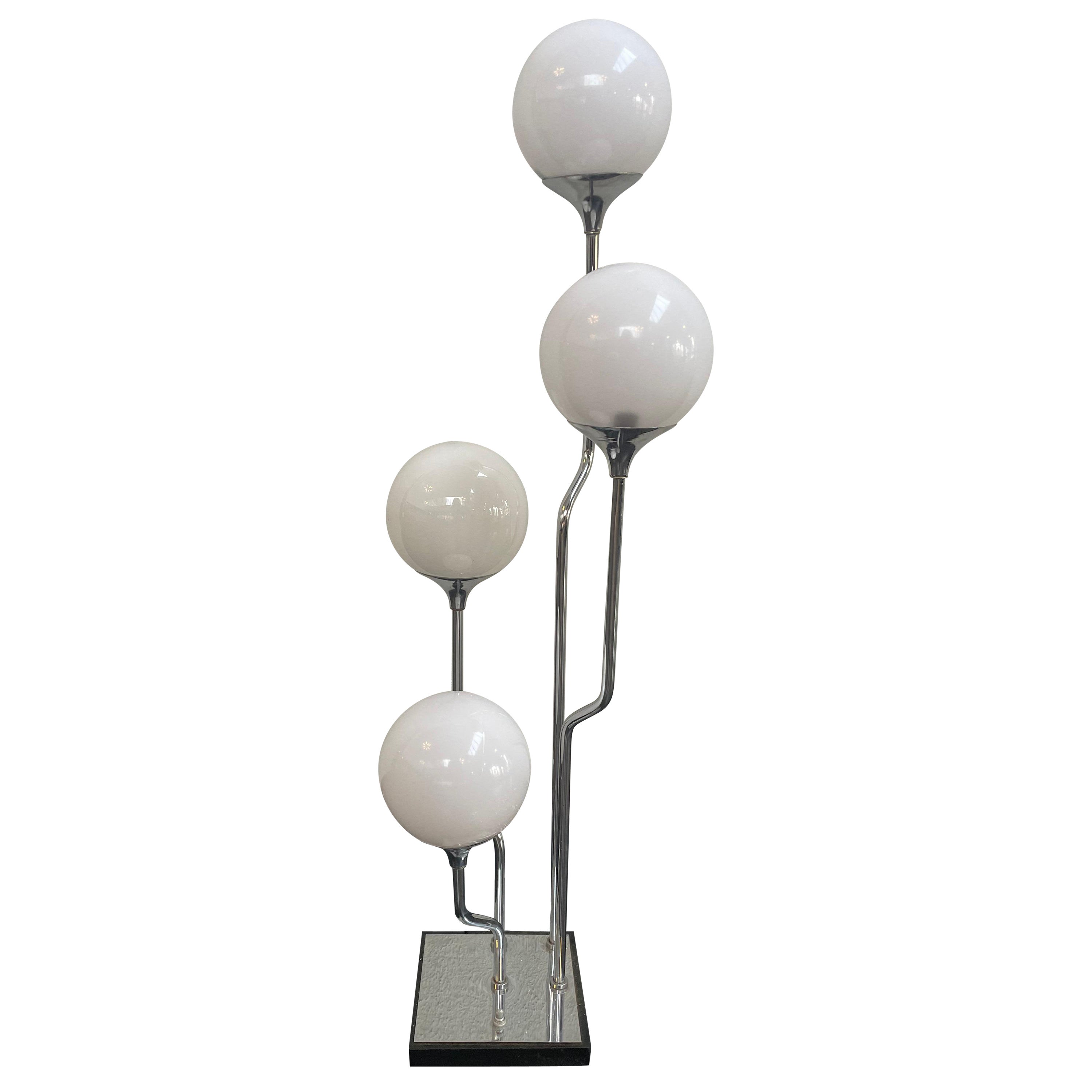 1970s Mod Chrome Table Lamp with 4 Globes, 2 Available