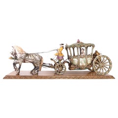 Ceramic Carriage Sculpture With Lady, Horses And Coachman, Luigi Fabris, italy
