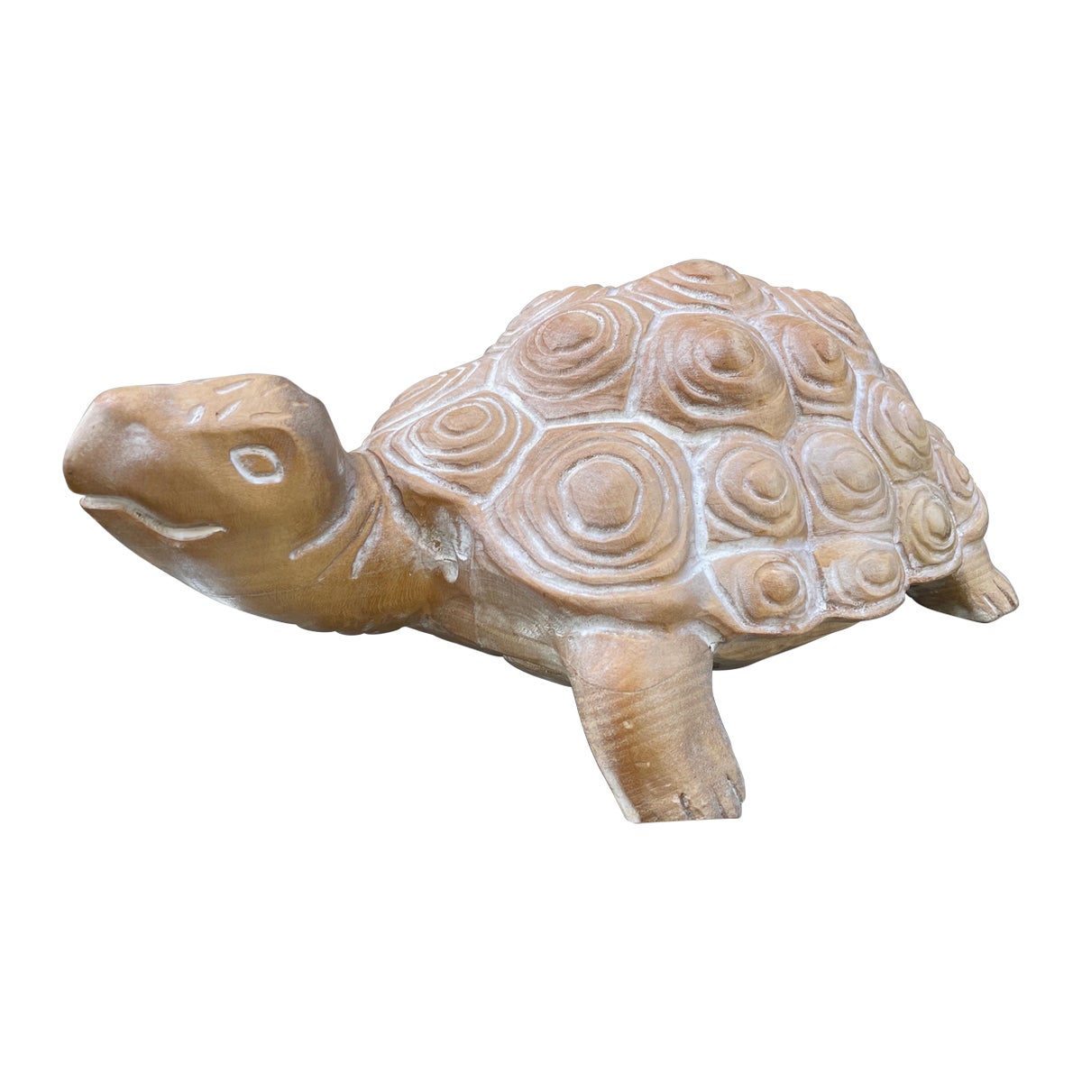 Vintage Italian Carved Wood Turtle Sculpture For Sale