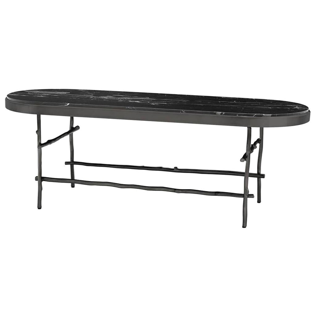 Black Branches Long Coffee Table with Black Marble Top For Sale