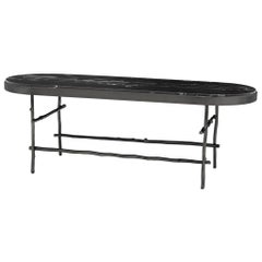 Black Branches Long Coffee Table with Black Marble Top