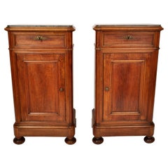 Pair Antique 19th Century Italian Marble Top Night Stands Cabinets, Circa 1880