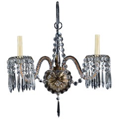 1920s Bronze and Crystal 2 Arm Sconce from a Historic Mid-Town NYC Hotel Qty Ava