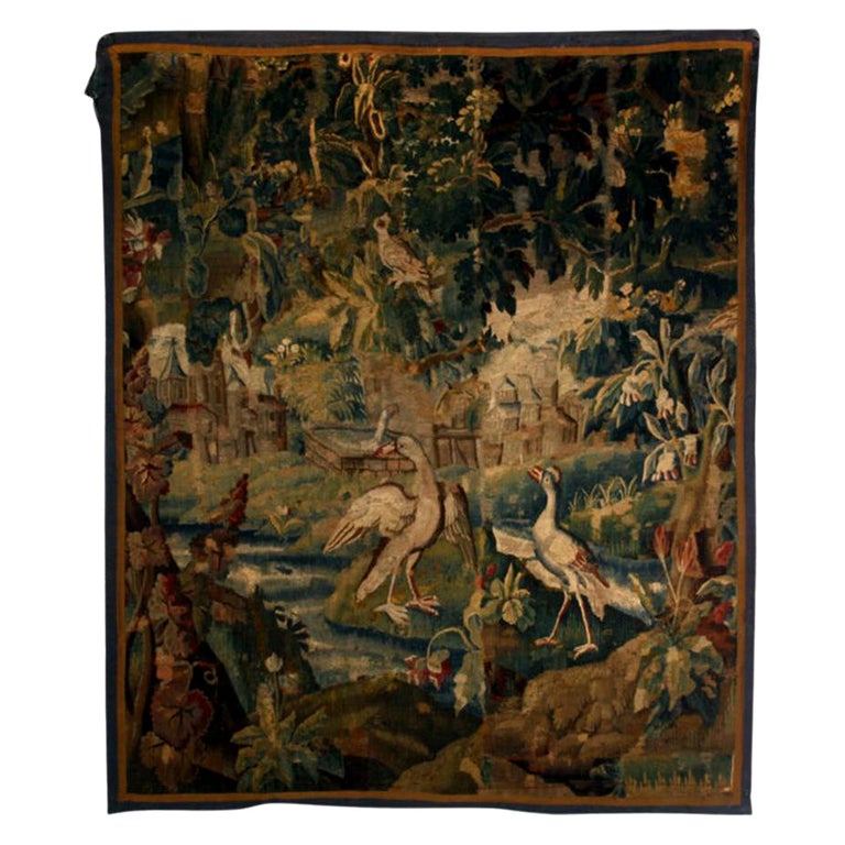 18th Century Aubusson Verdure Tapestry For Sale