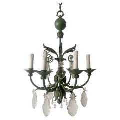 Vintage French Provincial Iron And Crystal Chandelier