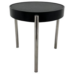 Brighella Black Leather and Chrome Side Table for Zanotta, Historical Archive
