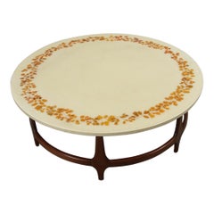 Mid Century Coffee Table with Inlay Resin Top