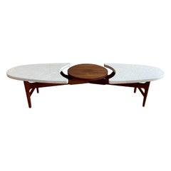 American Mid-Century Modern Walnut & Terrazzo Stone Rare Coffee Table