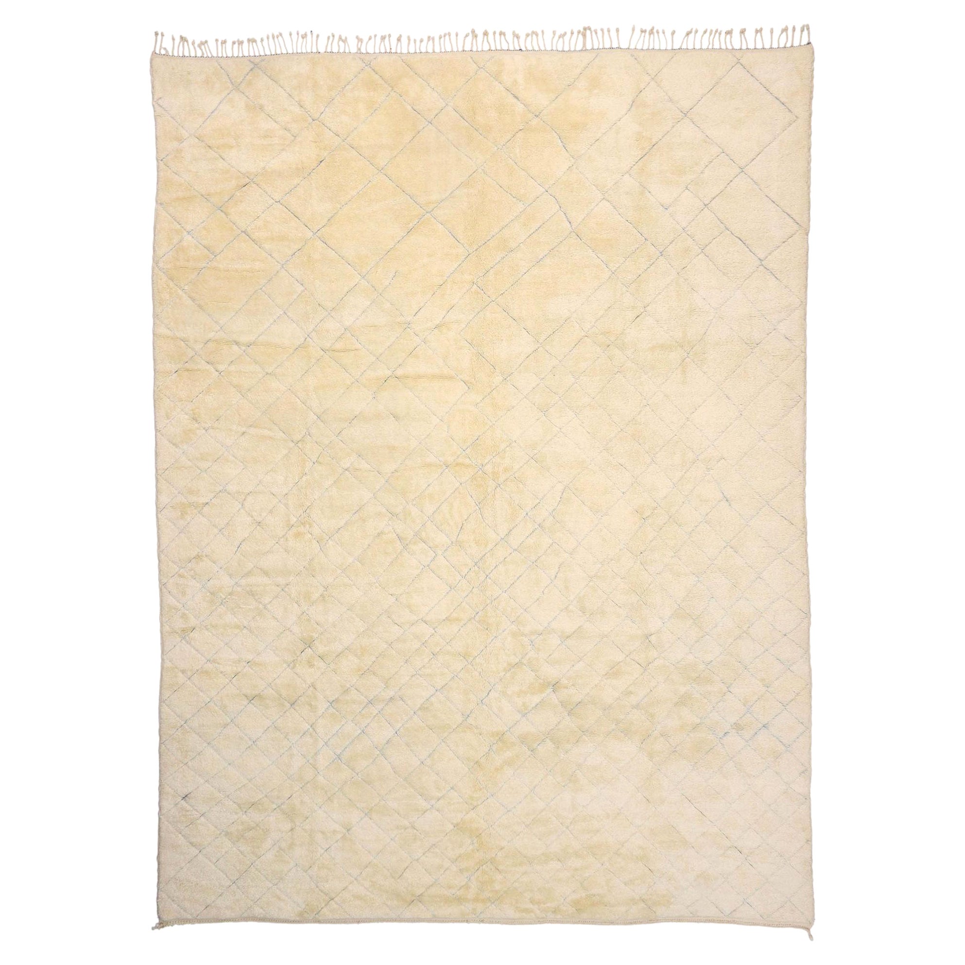 Oversized Neutral Moroccan Rug, Organic Modern Style Marries Subtle Shibui For Sale