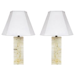 Tesselated Bone Table Lamps Attributed to Maitland Smith, a Pair