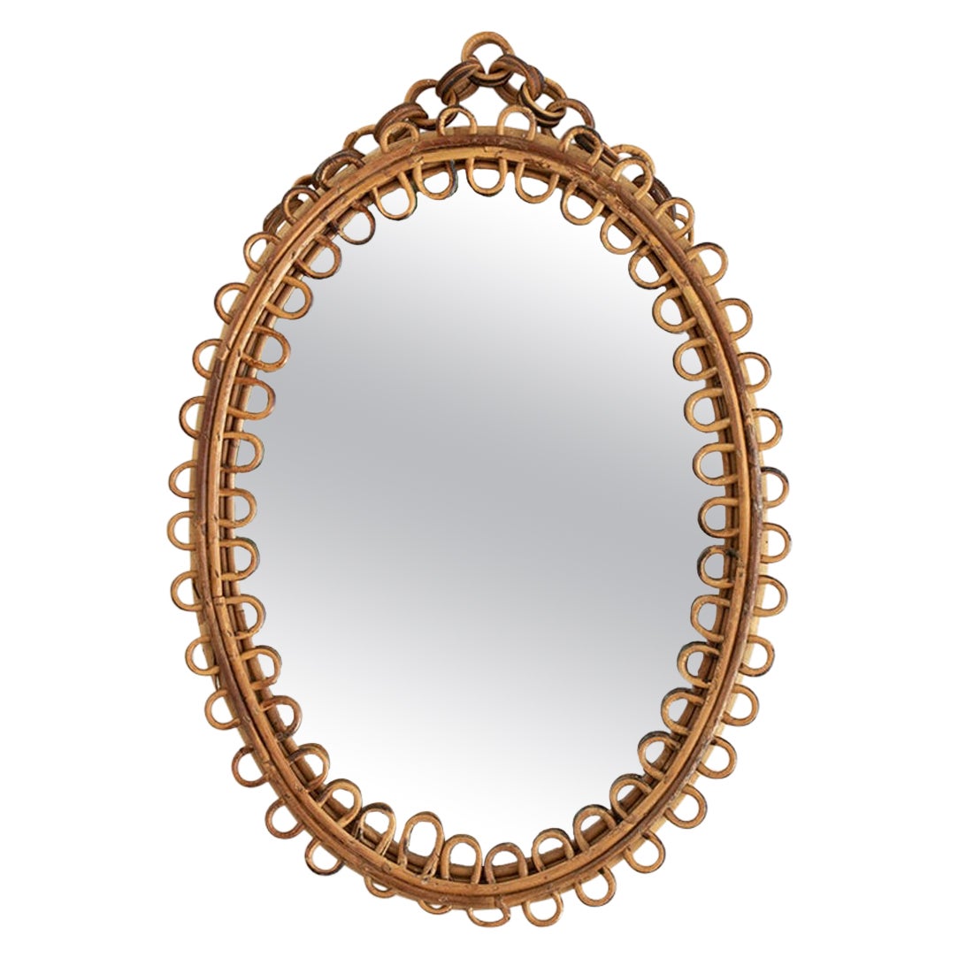 Italian Oval Rattan Mirror