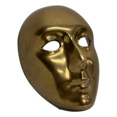 Polished Bronze Venetian Mask Sculpture by Volare, 1994