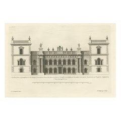 Antique Engraving of Grimsthorpe Castle in Lincolnshire, England, 1715