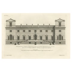 Antique Print of the North Front of Houghton Hall in Norfolk, England, 1725