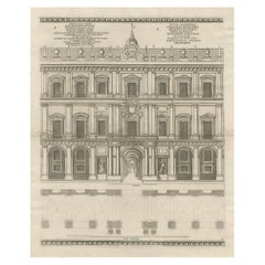 Antique Print of the Royal Palace of Naples, c.1760