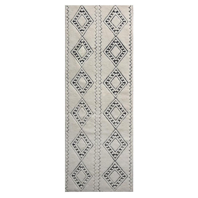 Berber Style Customizable Runner in Cream Large For Sale at