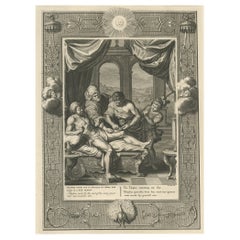 Antique Print of a Wounded Telephos, After Consulting the Oracle of Delphi, 1733