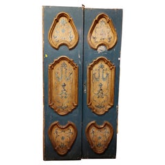 Antique Lacquered and Painted Double-Leaf Door, 18th Century Italy