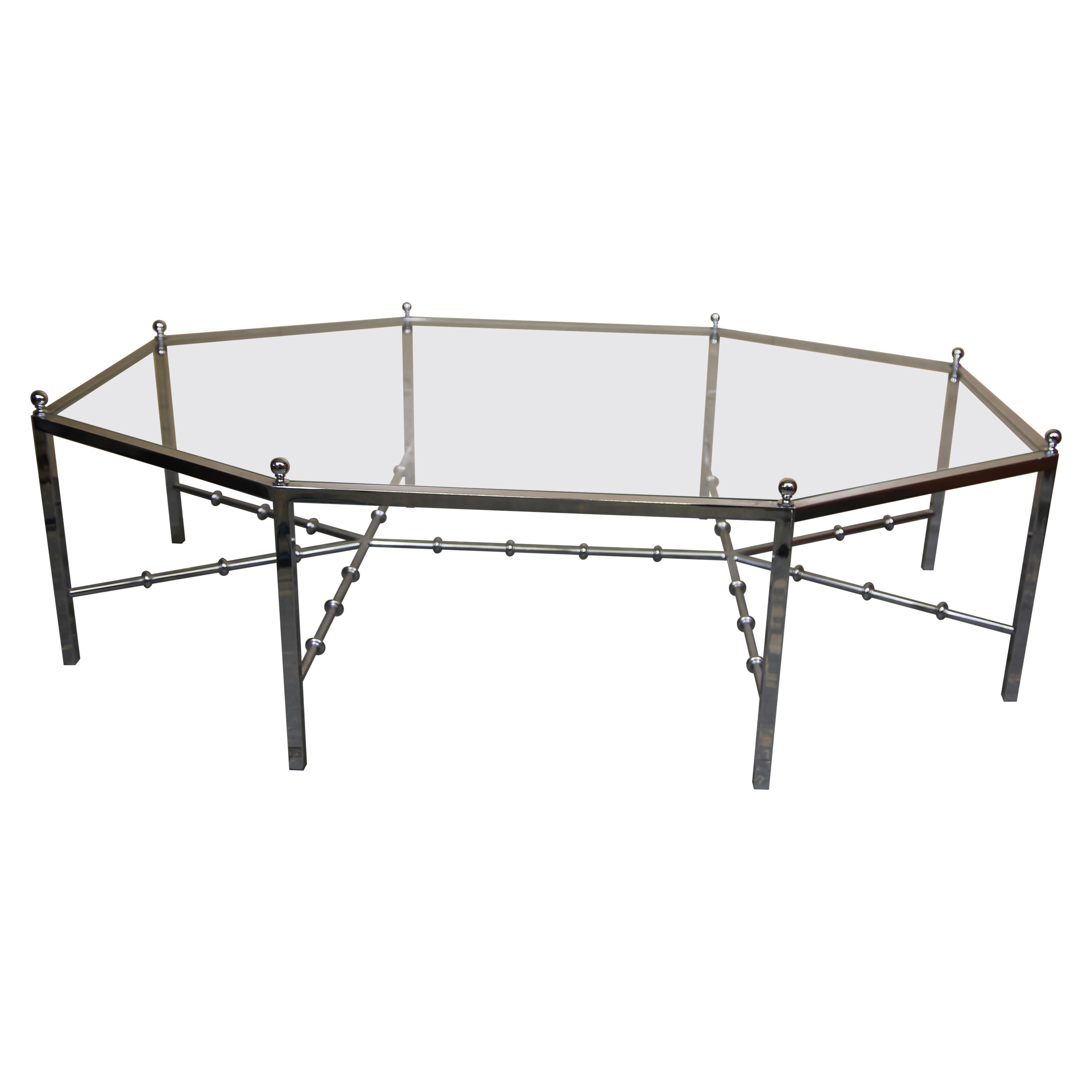 Chrome Octogonal Coffee Table by Maison Jansen For Sale