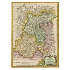 Decorative Rare Map of the French Regions of Isle De France and Orleans, ca.1780