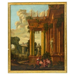 Landscape with Classical Ruins, Oil on Canvas, Attributed to Giner, Vicente