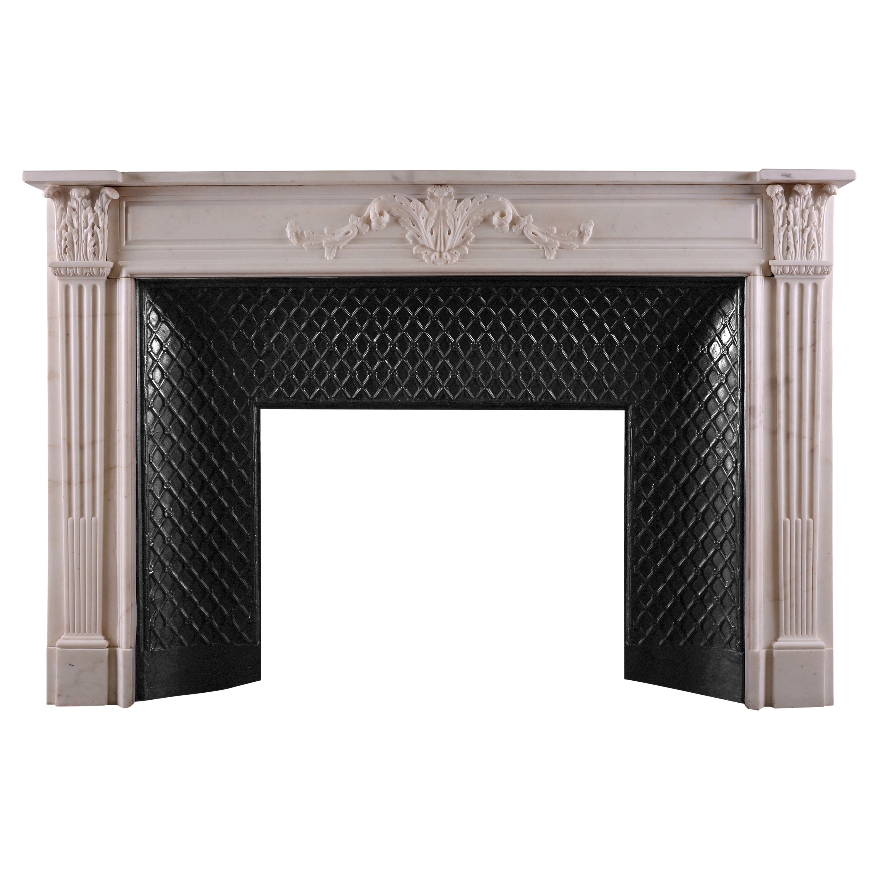 Good Quality Statuary Marble Fireplace in the Louis XVI Manner with Insert