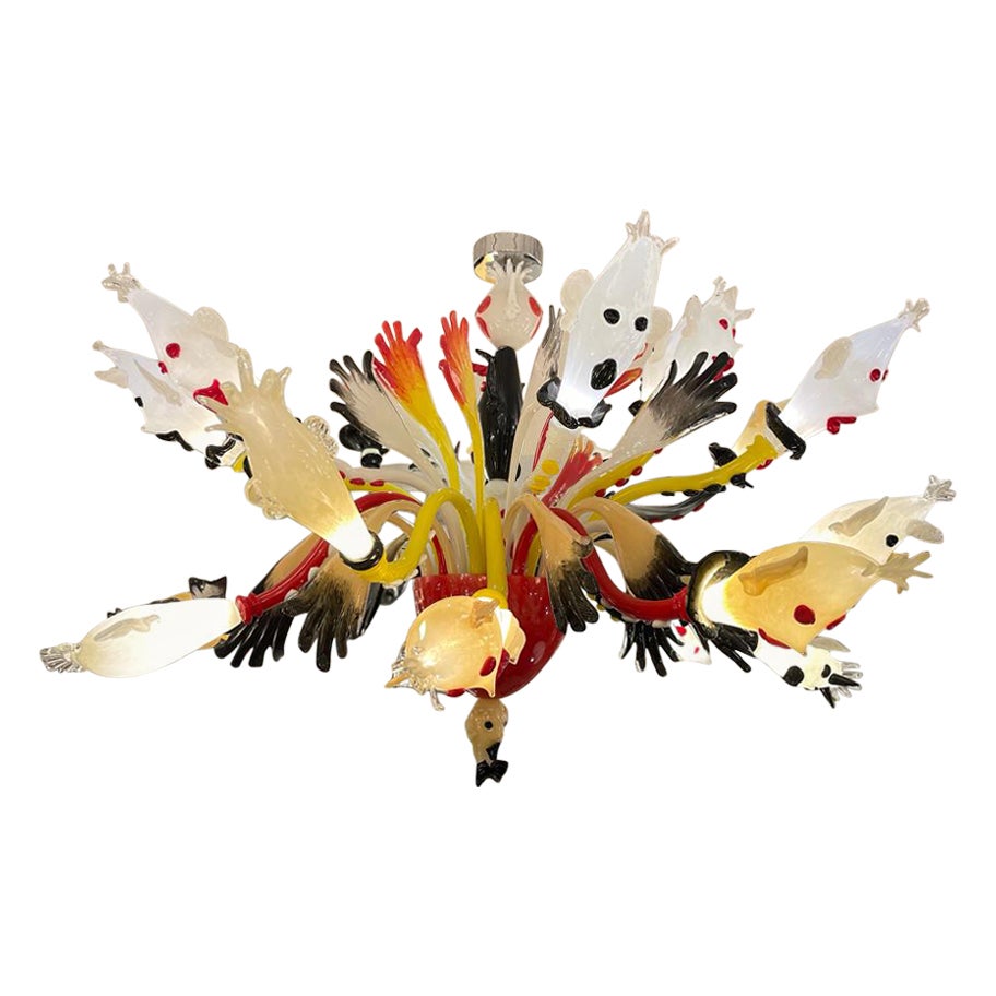 Italian " Fantasmini" Murano Glass Chandelier, circa 1980 For Sale