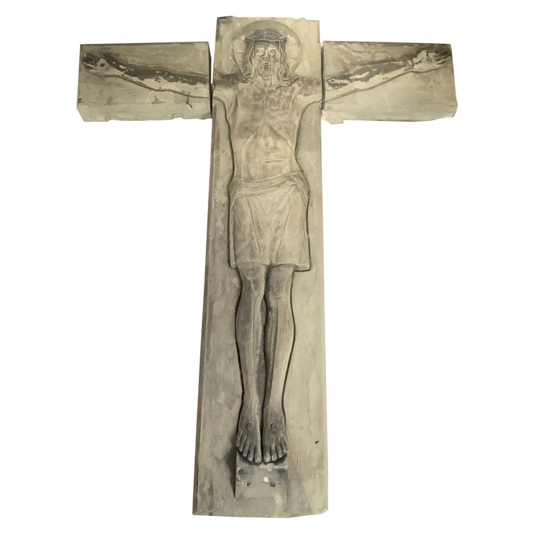 Life Sized Carved Sandstone Architectural Figure of Christ For Sale
