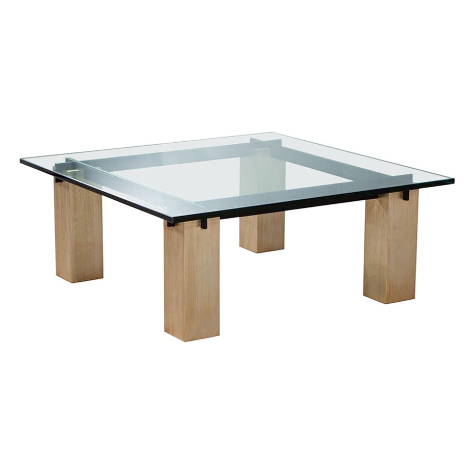 Vintage Mid-Century Modern Glass Top Coffee Table For Sale