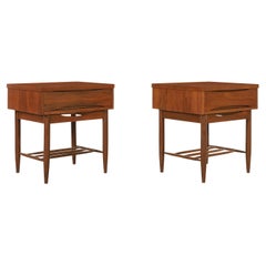 Retro Mid-Century Modern Walnut Nightstands by Broyhill