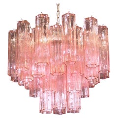 Amazing Pink Tronchi Murano Glass Chandelier