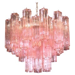 Magnifique lustre Tronchi en verre de Murano rose
