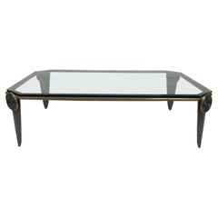 Brutalist Bronze and Glass Coffee Table by Tom Corbin