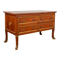 Vintage Regency Style Four Drawer Marble Top Commode
