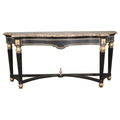 Superb Maitland Smith Marble Top and Bronze French Louis XVI Console Table