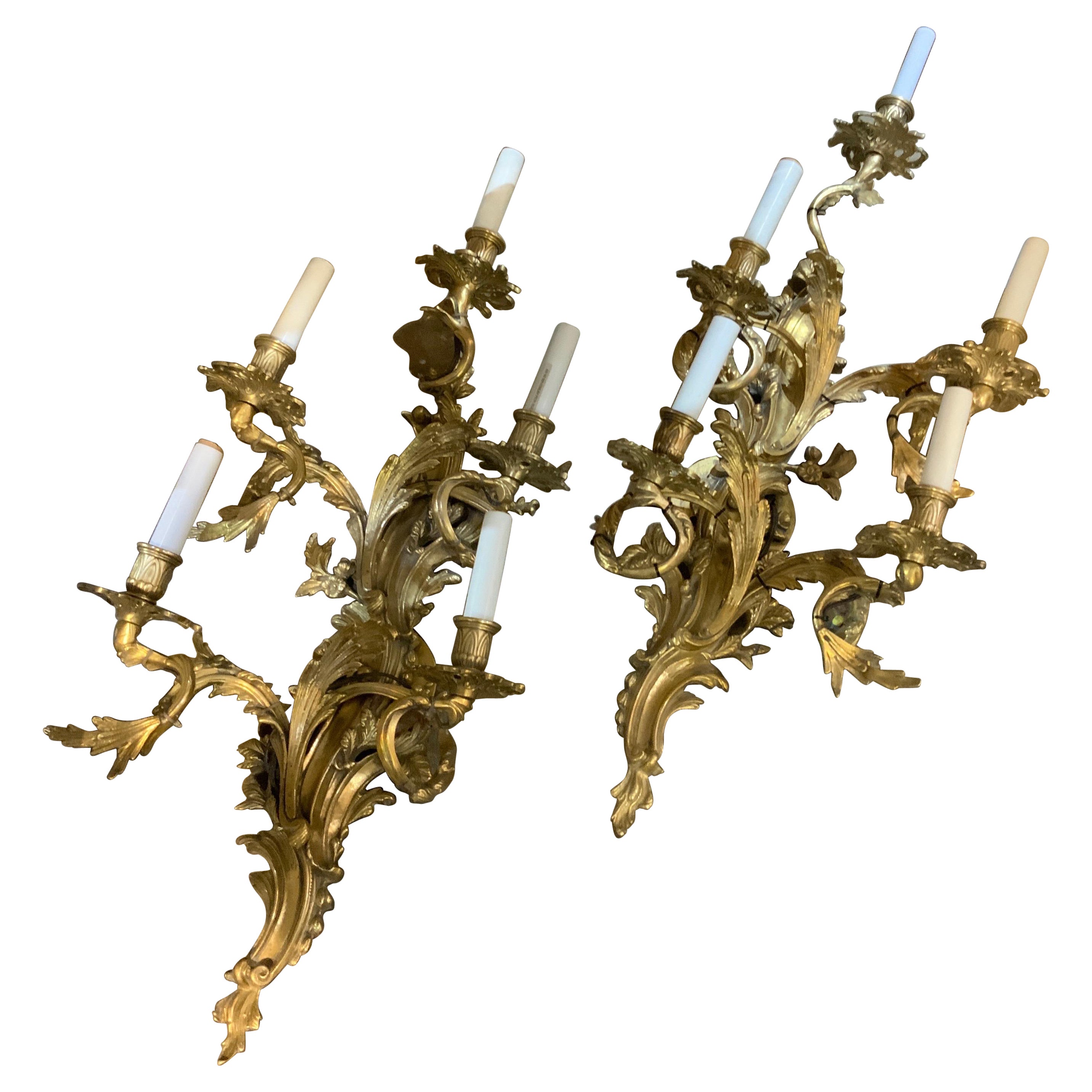 Pair of Bronze Sconces, '1910s' For Sale