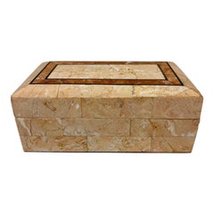 Used Post-Modern Tessellated Pink Marble and Red Travertine Box by Maitland Smith